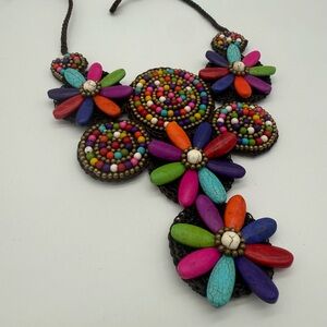 Colorful Beaded Floral Necklace